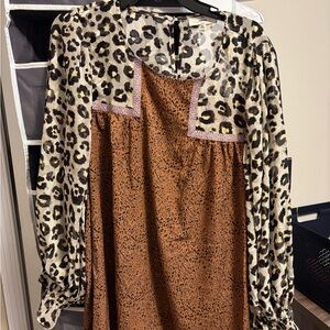 Entro Animal Print tunic top with Black and Brown Accents